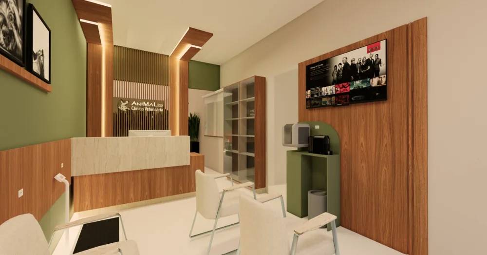Recepção da Clínica veterinária Animalis, projeto Inside Design